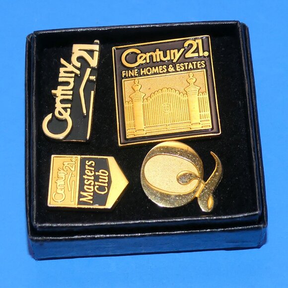 Vintage Century 21 Realtor Brooch Pin Set Masters Club Real Estate Advertising - Picture 2 of 4